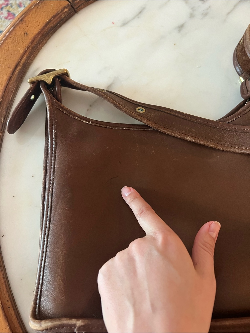 Vintage coach 90s Classic Brown Leather Shoulder Bag - Picture 7 of 9